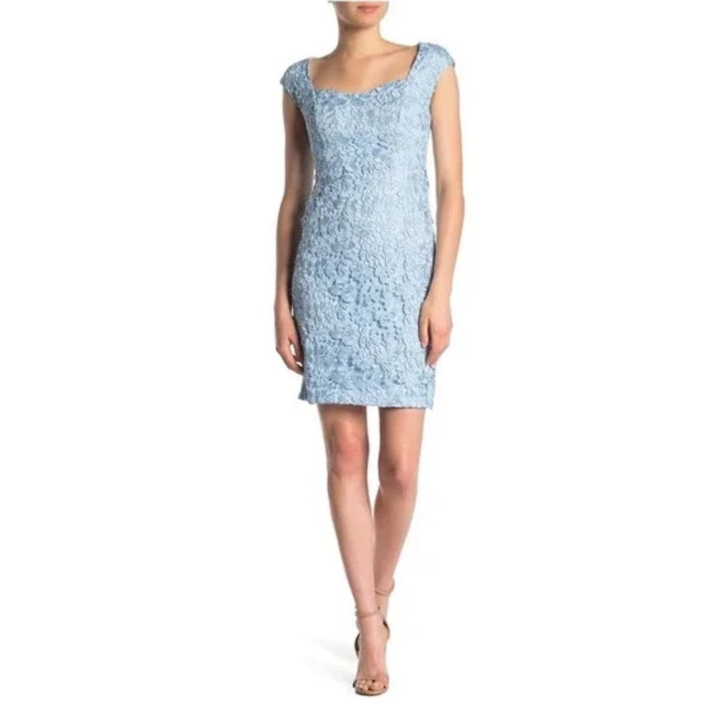 ALEXIA ADMOR Brynne Blue Lace Cap Sleeve Dress 3